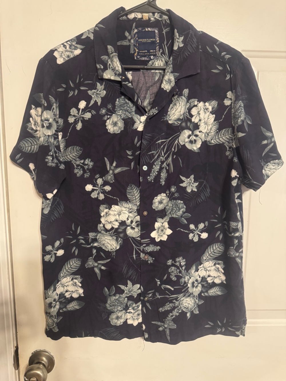 Denim & Flower Men's Navy Floral Short-Sleeve Button-Down Shirt